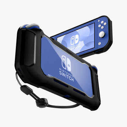 ACS00212 - Nintendo Switch Lite Case Rugged Armor in matte black showing the back, front and sides