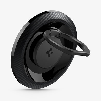 AMP05505 - O-Mag Magnetic Phone Holder (MagFit) in carbon showing the ring extended out, front and partial side