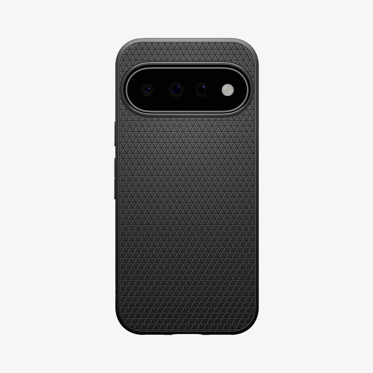ACS11438 - Pixel 11 Liquid Air Matte Black case featuring a geometric textured pattern, raised camera surround, and precise camera cutout.
