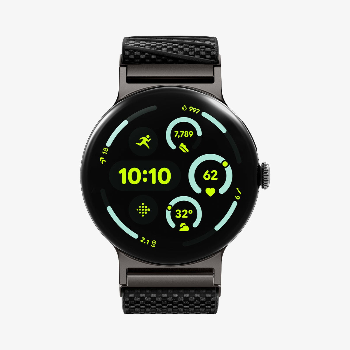 AMP11420 - Pixel Watch 4 41mm Lite Fit X Watch Band in black showing the front