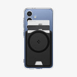 AFA09205 - Galaxy S25 Series MagFit Card Holder Valentinus 3 Cards (MagFit+) in Black showing the front with 3 cards inserted attached to the back of the device