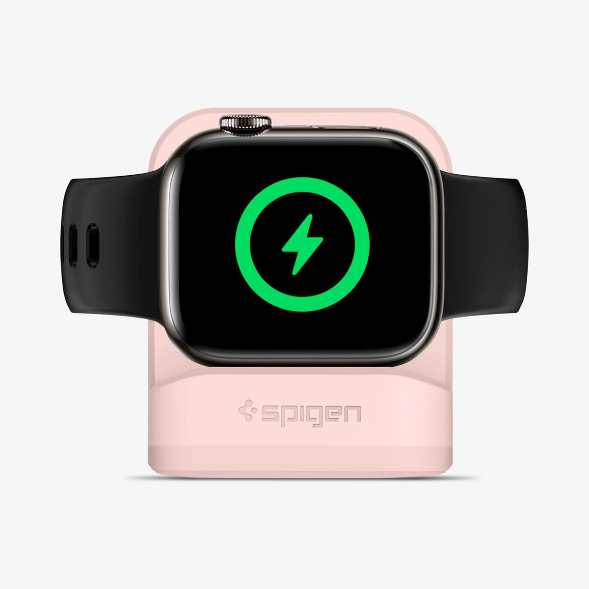 000CD21183 - Apple Watch Night Stand S350 in pink showing the front with watch on stand