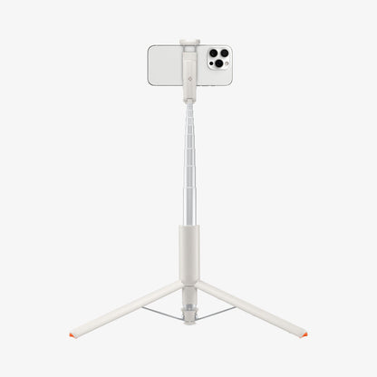 AMP09337 - Tripod Selfie Stick S541W in Dune Beige showing the back of the device attached to the tripod