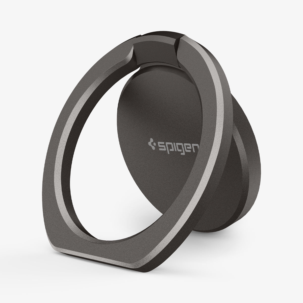 000SR24433 - Style Ring 360 in gunmetal showing the front and side propped up