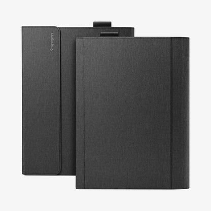 ACS01003 - Microsoft Surface Pro X Case Stand Folio in charcoal showing the back and front